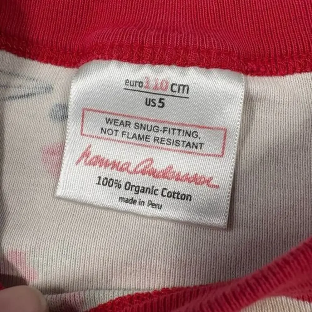Hanna Andersson Pajama Top Kids 5 Pink Red Good Holiday Cat Organic Cotton